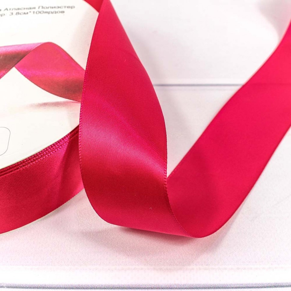 Лента Атласная 3,8см х 110м Полиэстер класс А (Красный)