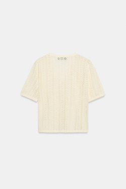 ZARA КАРДИГАН С КОРОТКИМИ РУКАВАМИ, ВАНИЛЬНЫЙ