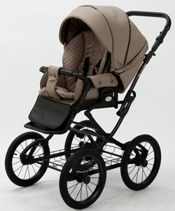 Детская коляска Adamex Porto Retro Deluxe 2 в 1 PO-SA09 (Т.БЕЖ.КОЖА)