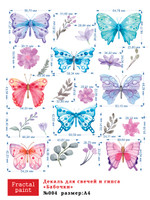 Трансфер переводной - декаль для свечей и гипса бабочки 004