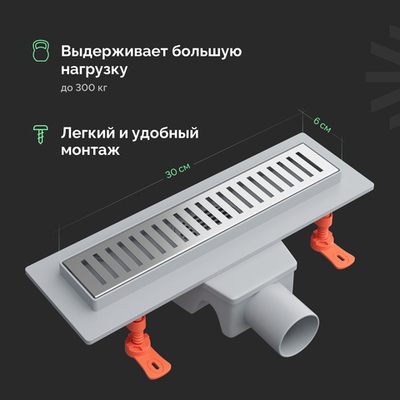 Душевой трап (лоток) EWRIKA 8600530 30 см, с сифоном