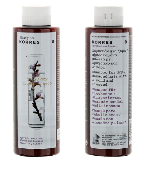 Шампунь KORRES с миндалем и льняным маслом (для сухих и поврежденных волос), 250 мл
