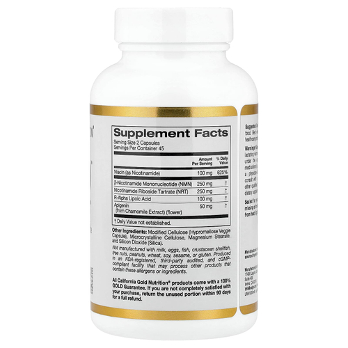 California Gold Nutrition, VivaNAD™, комплекс НАД с NMN, тартрат NR, 90 растительных капсул