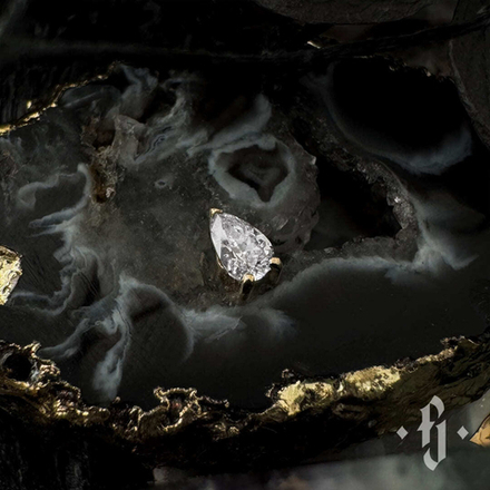 Накрутка "Drop" - Желтое золото - White CZ