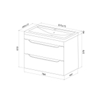 Тумба с умывальником IDDIS Ray, подвесная, 80 см, белый, RAY80W0i95K