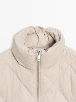 Massimo Dutti Короткая стеганая куртка, натуральный, кремовый