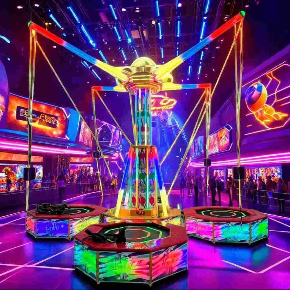 Банджи-батут «Неоновый калейдоскоп», 4-местный, 4,5×4,5×4,5 м