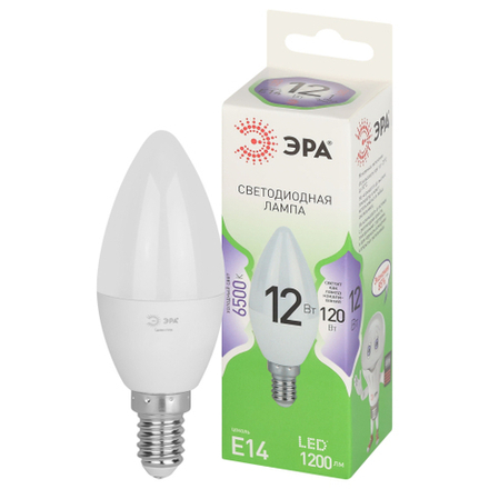 Лампочка светодиодная ЭРА GREEN LINE LED B35-12W-865-E14 GL E14 12 Вт свеча холодный свет