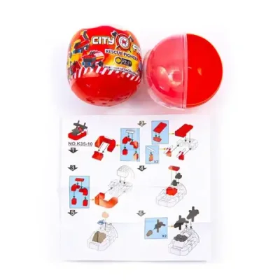 Игрушки 75 мм в капсулах конструкторы «Пожарная часть» 12 шт