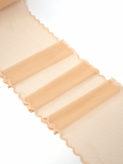 Эластичное кружево бежевое по Лауме крупная ячейка ширина 21 см ОТРЕЗ 0,48 м