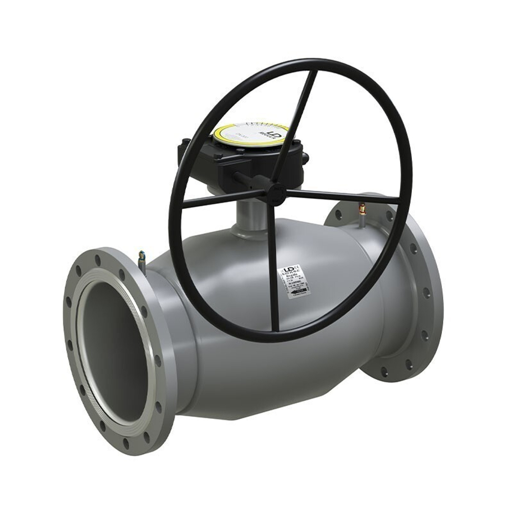Кран стальной шаровой цельносварной LD Energy Regula, DN-250 PN-16, длина-530мм, стандартнопроходной, фланцевый с редуктором