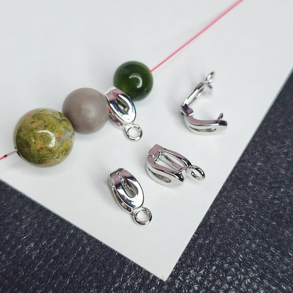 Бейл зажимной, для подвесок, родий, р-р 11мм, люкс фурнитура, штучно