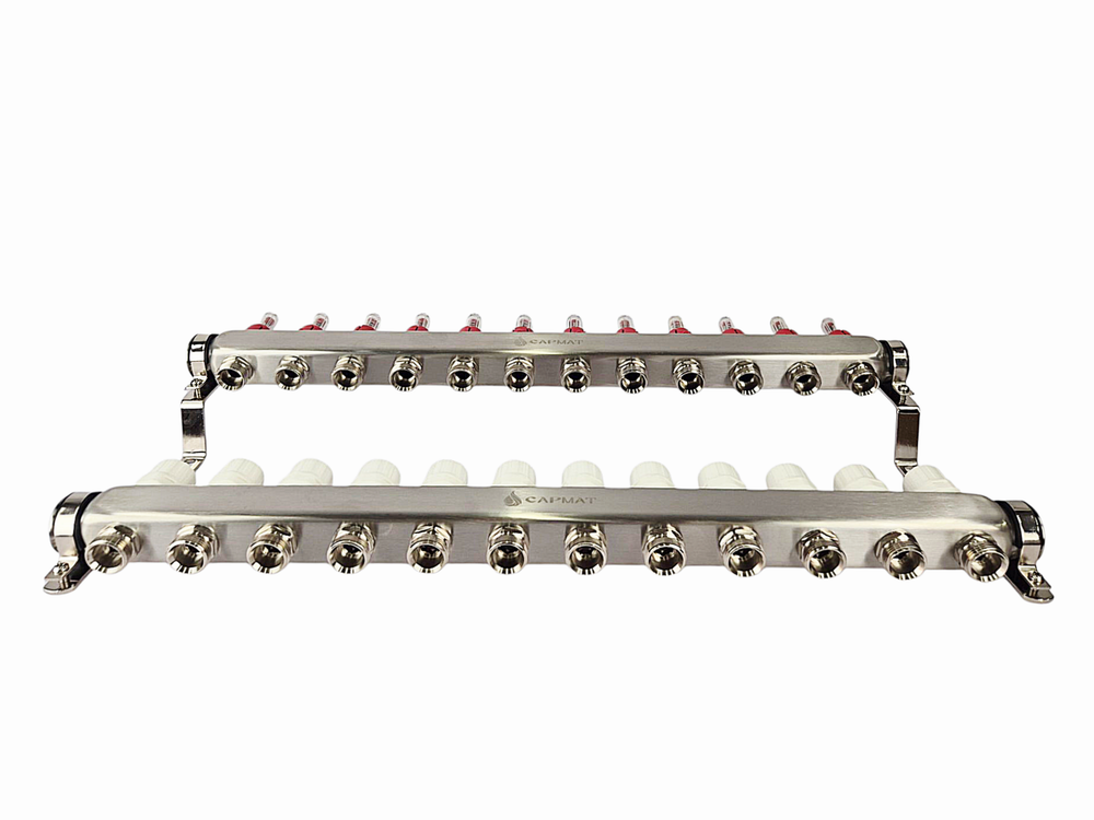 Коллекторная группа с расходомерами САРМАТ 1"x3/4" 12 вых. нерж SS2000 (CN)