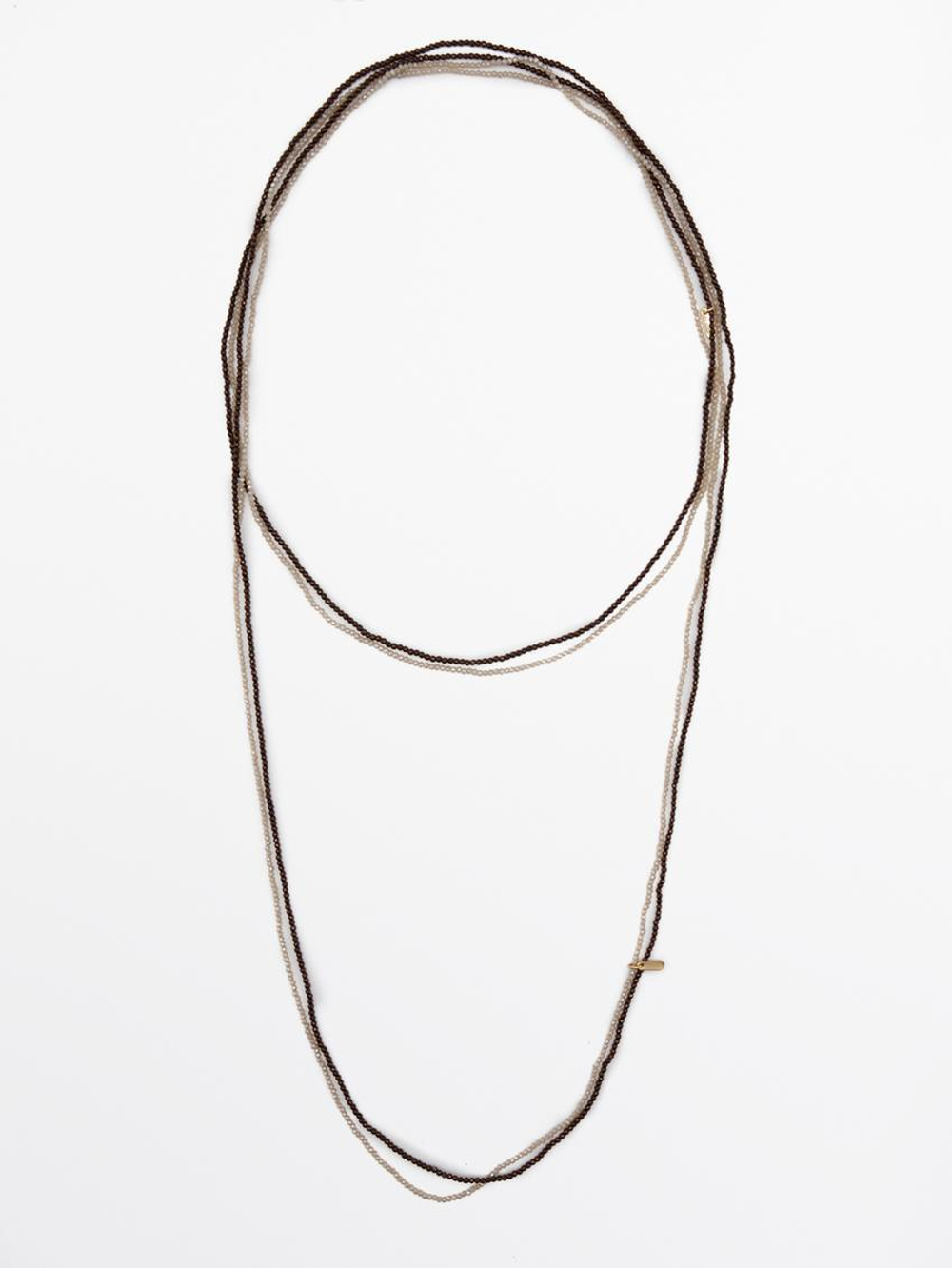 Massimo Dutti Набор из 2 длинных ожерелий со стразами, коричневый