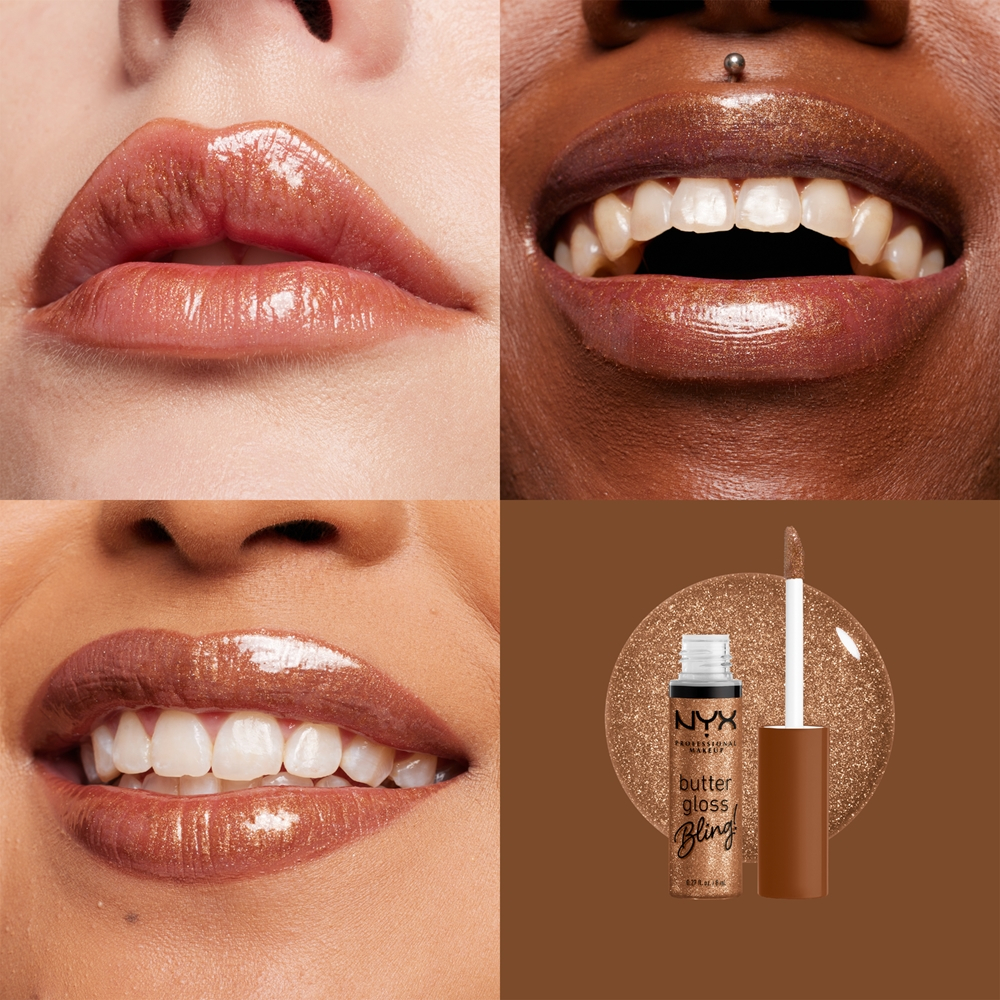 NYX Professional Makeup Butter Gloss Bling - Блеск для губ с блестящими частицами оттенок 04 Pay Me In Gold, 8 ml