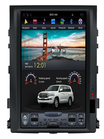 Автомагнитола Тесла стиль для Toyota Land Сruiser 200 2008-2015 (авто с высокими опциями)