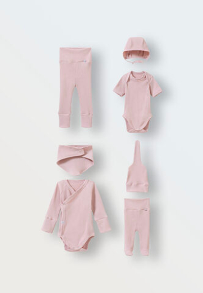 Комплект одежды в рубчик 7 в 1 (светлая пудра)