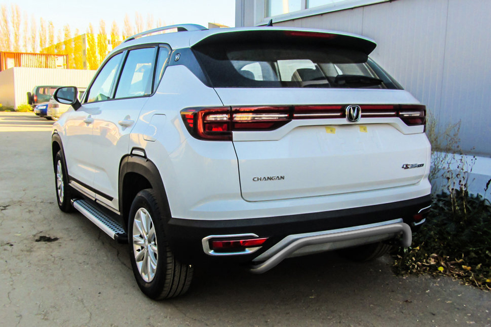 Защита заднего бампера Changan CS35Plus (2018-2023) d42 скоба серебристая