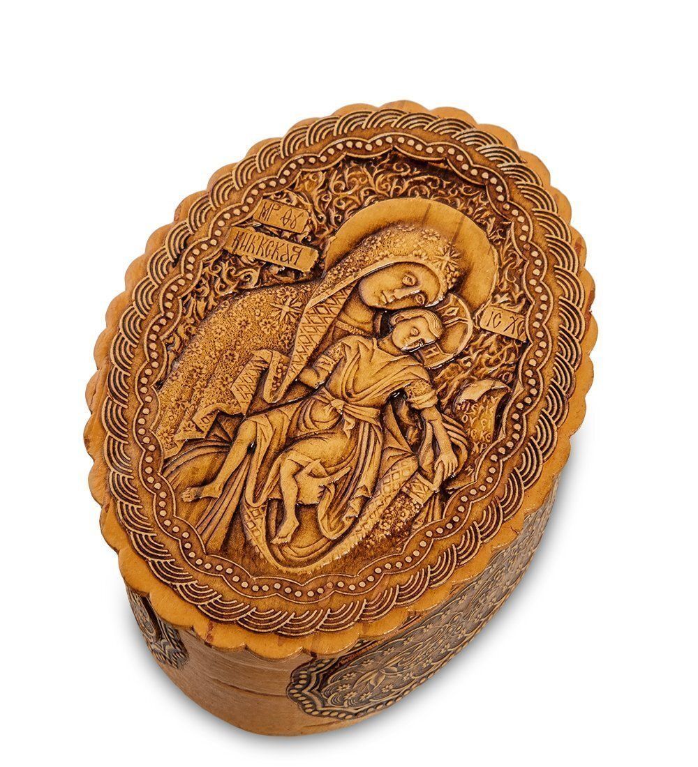 Народные промыслы BST-110/ 2 Шкатулка «Пресвятая Богородица « (береста)