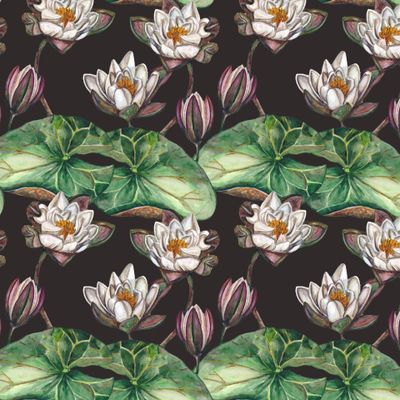 Акварельные лилии на темном фоне