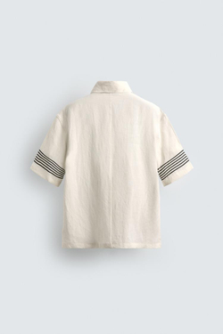 ZARA ПОЛО ИЗ 100% ЛЬНА, ЭКРЮ