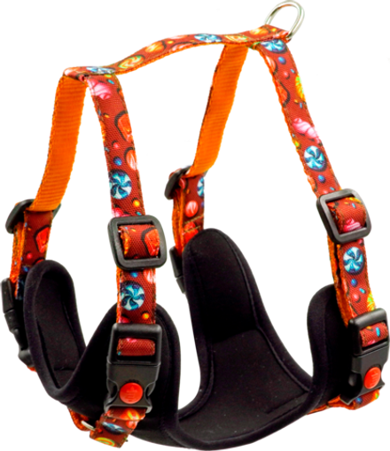 Шлейка ART LINE L, неопрен, капрон с принтом КАРАМЕЛЬ, 20 мм, ОГ 70-80 см, ОШ 50-60 см