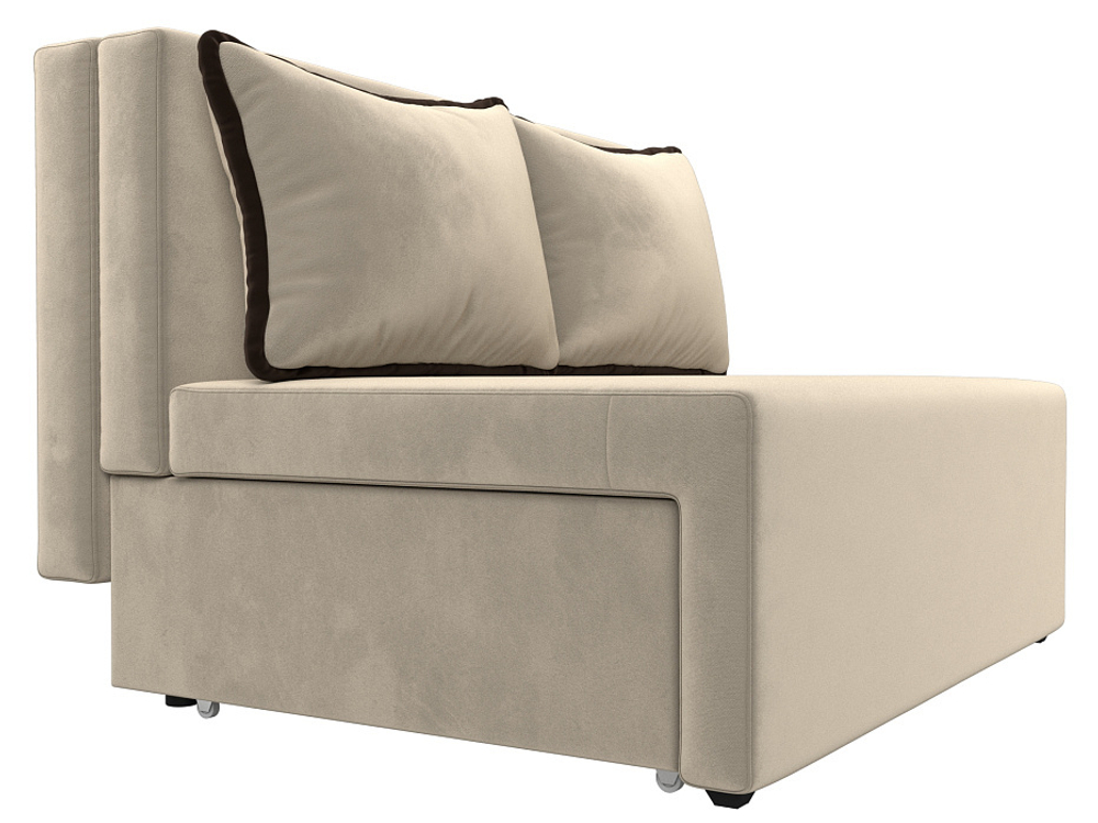 Диван прямой Лагуна, Бежевый\Коричневый, Микровельвет, 114438