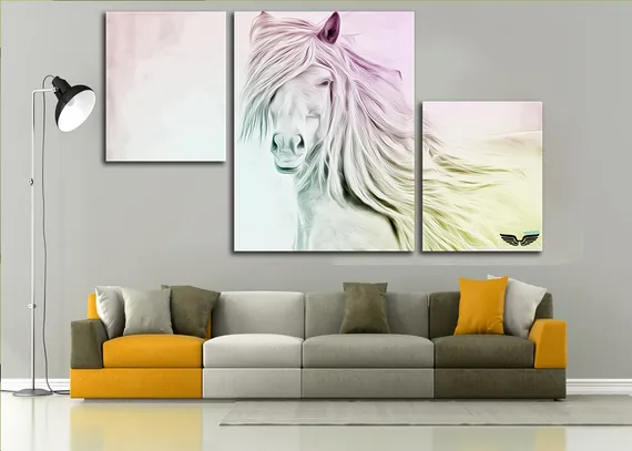Модульная картина "Белая лошадь"