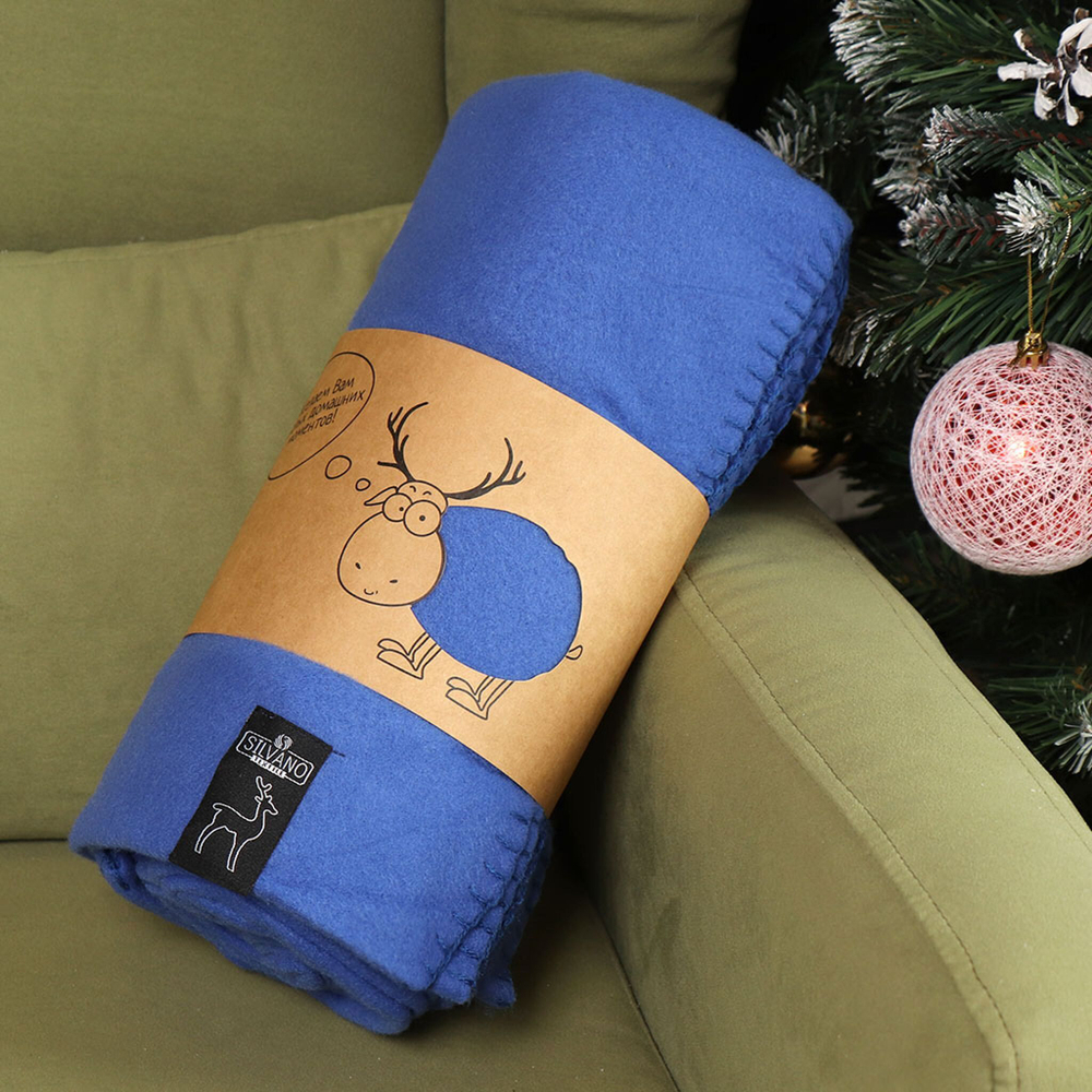 Плед 1.5-сп, 130х170 см, флис, 100%пэ, Silvano, голуб, AI-0104008