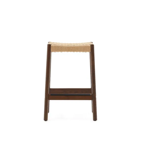 Yalia Табурет из дуба с отделкой под орех и веревочным шнуром, высота 65 см