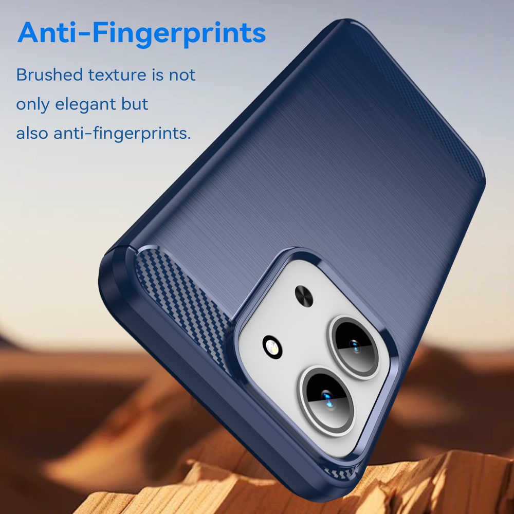 Чехол синего цвета на Xiaomi Redmi 15C 4G, серия Carbon (дизайн под карбон) от Caseport