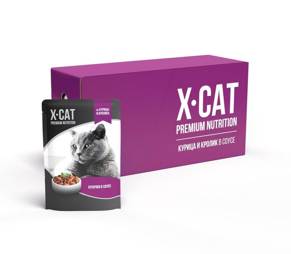 Консервы для кошек X-CAT курица и кролик 85 г