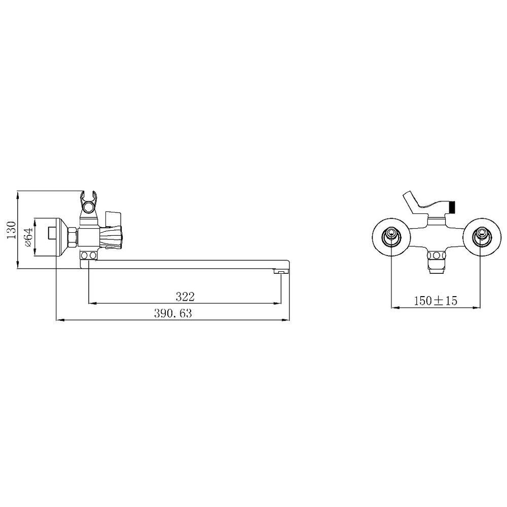 Смеситель для ванны, РМС, с кран-буксой, хром, SL116-140