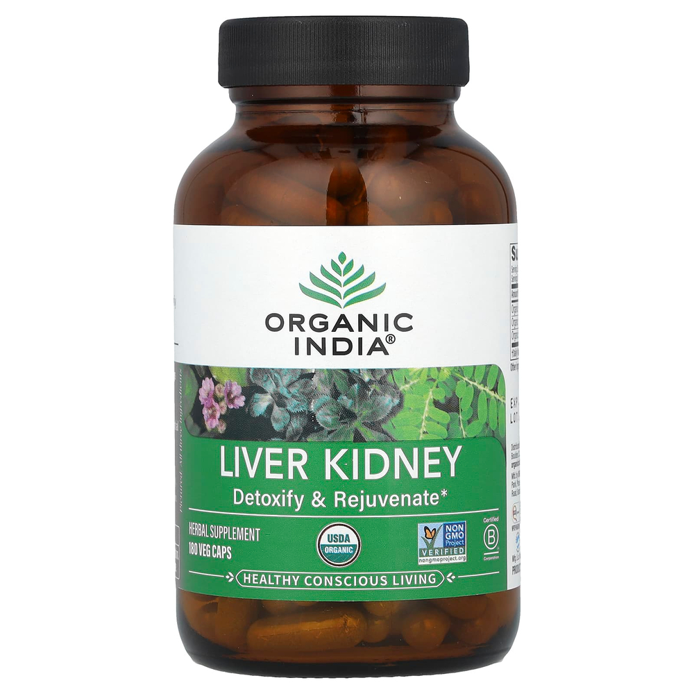 Organic India, печень и почки, 180 вегетарианских капсул