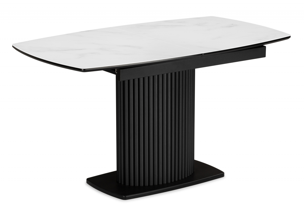 Стол стеклянный Woodville Фестер 140(180)х80 кристл статуарио, черный