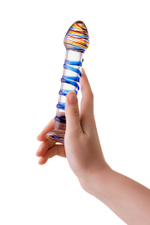 Фаллоимитатор стеклянный разноцветный 18 см