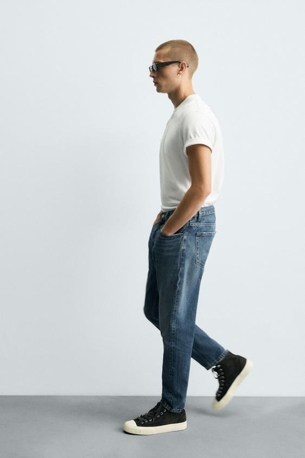 ZARA УКОРОЧЕННЫЕ ДЖИНСЫ SLIM FIT, СИНИЙ
