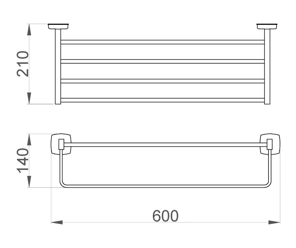 Полка для полотенец 600 мм нерж. сталь CLASSIC 09036.B глянцевый