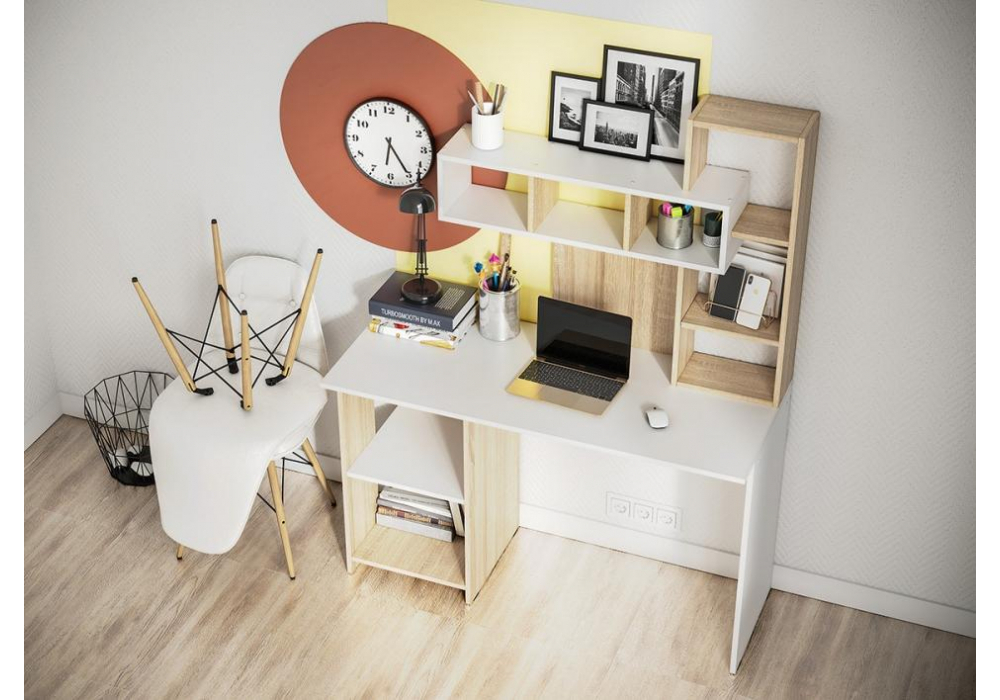 Компьютерный стол Woodville Эфес дуб сонома, белый