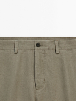 Massimo Dutti Брюки из 100% льна, зеленый