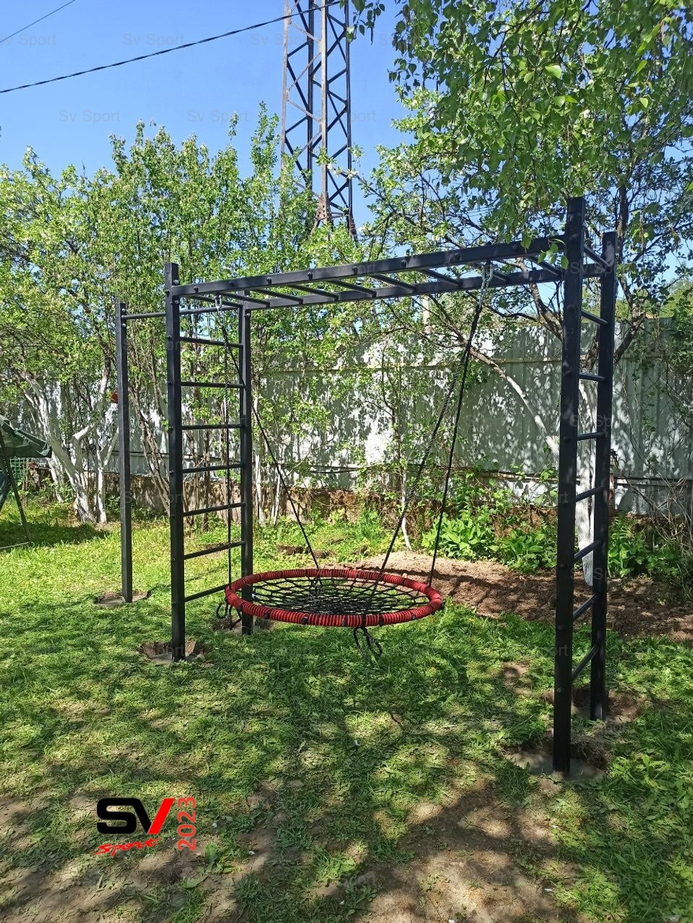 Монтаж уличной шведской стенки Sv Sport Рукоход (5 вертикальных столбов)