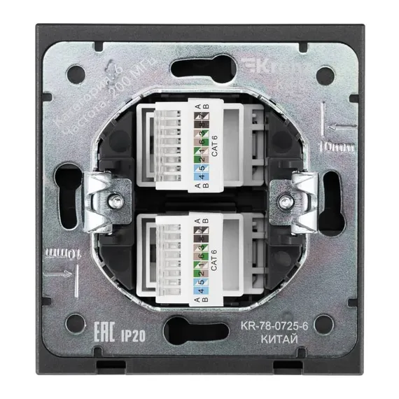 Розетка STRONG компьютерная двойная RJ45+RJ45 кат6 с/у графит KRANZ