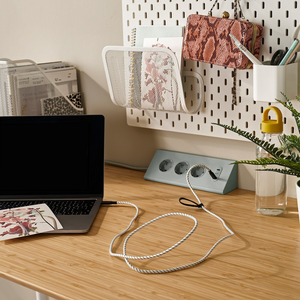 IKEA RUNDHULT  (ИКЕА РУНДХУЛТ)  -  USB-C - USB-C, черный/белый, 1,5 м/100 Вт