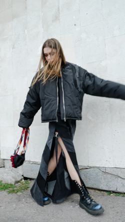 Лоскутная юбка в пол, чёрная