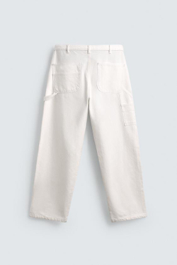 ZARA X AARON LEVINE БРЮКИ КАРГО, БЕЛЫЙ