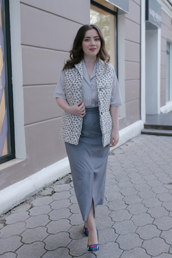 Юбка прямая Mila Bezgerts 2883АЕ, цвет Серый, размер 46