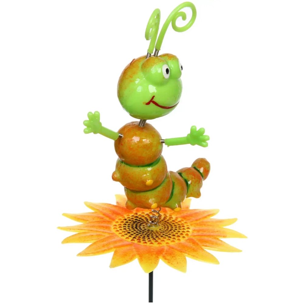 Фигура на спице «Гусеница на подсолнухе» 60 см (фигура 14*10 см), микс