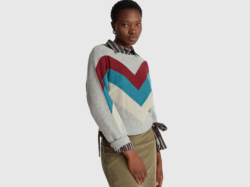 Benetton Свитер с вырезом лодочка «Stranger Things», серый меланж