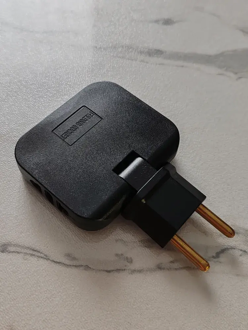 Тройник плоский поворотный, черный, 180 градусов 3х220В (БЕЗ USB) для розетки, сетевой разветвитель электрический, черный переходник