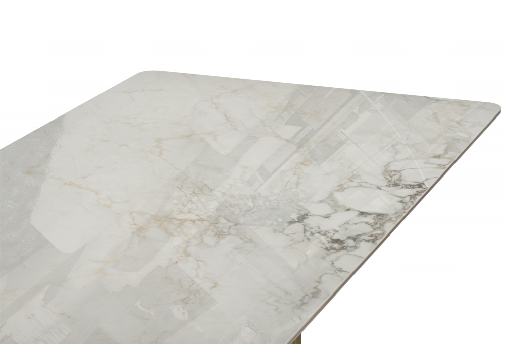 Керамический стол Woodville Ривера 220x110 brecha crema, золото